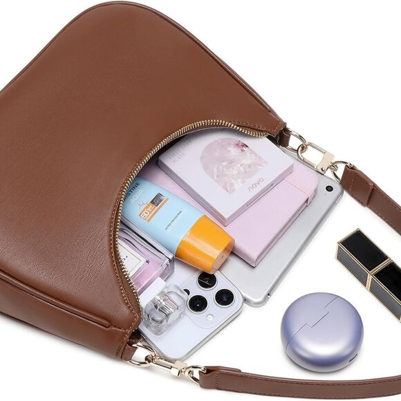 Elegant Vintage Shoulder Bag with Secure Zipper - Cute Hobo Purse for Daily Use - Picture 6 of 7